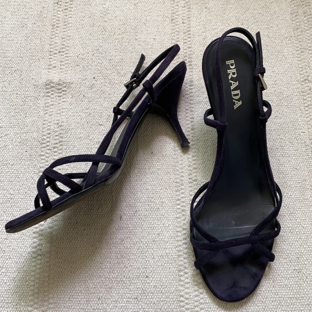 Prada Black Strappy Slingback Heeled Sandals - Picture 5 of 16